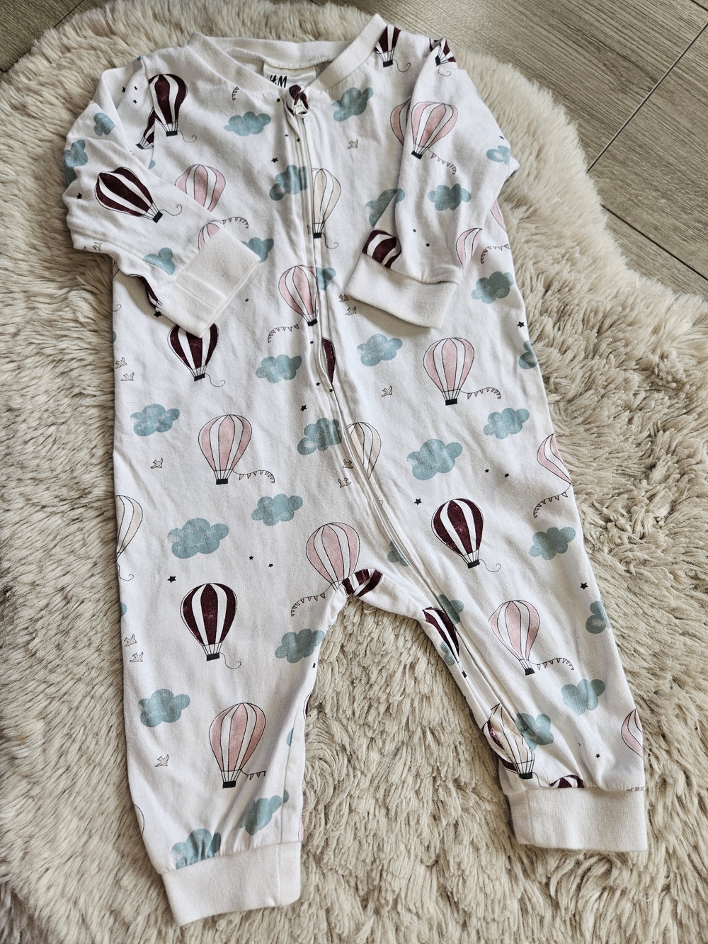 H&M Baby Hot Air Balloon Print Organic Cotton Sleeper Pajamas 4-6 Months🩷5/20$